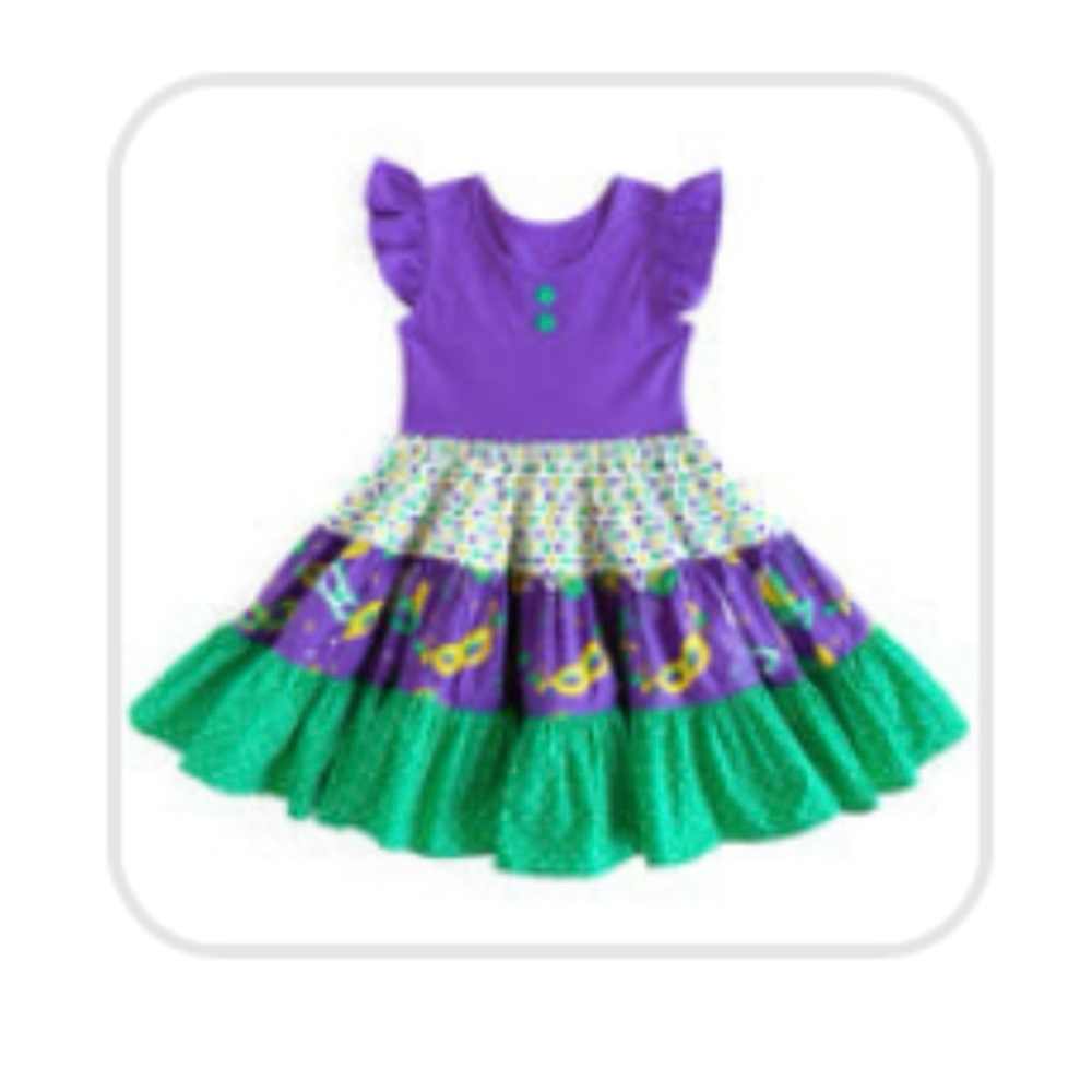 NEW Eleanor Rose Mardi Gras Dress and Bow - sz 8/10